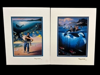 Pair Robert Wyland Stamped Foil Prints