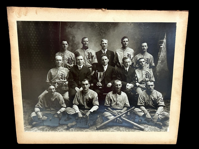 Turn of the Century Oversize Baseball Team Black and White Original Photograph