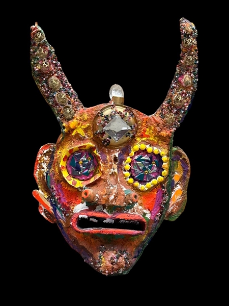 Anna Arnold (American 20th Century)Mixed Media "Tribal Mask 2"