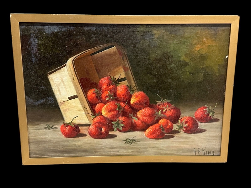 A.F. Kind Oil on Board "Strawberries"