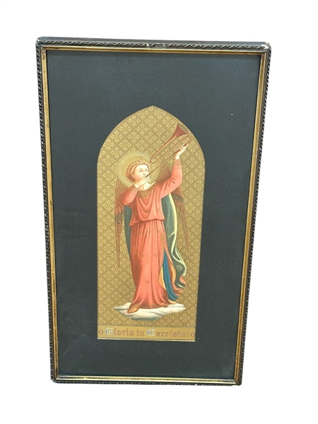 Framed Gilded Angel "Gloria in Excelsis"