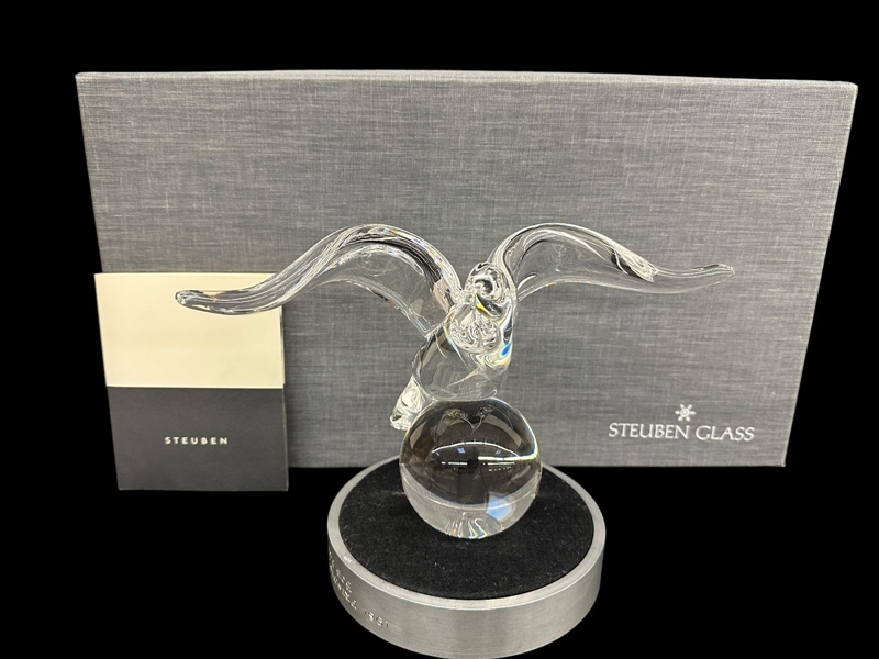 Steuben Glass Crystal Eagle OB and Bag