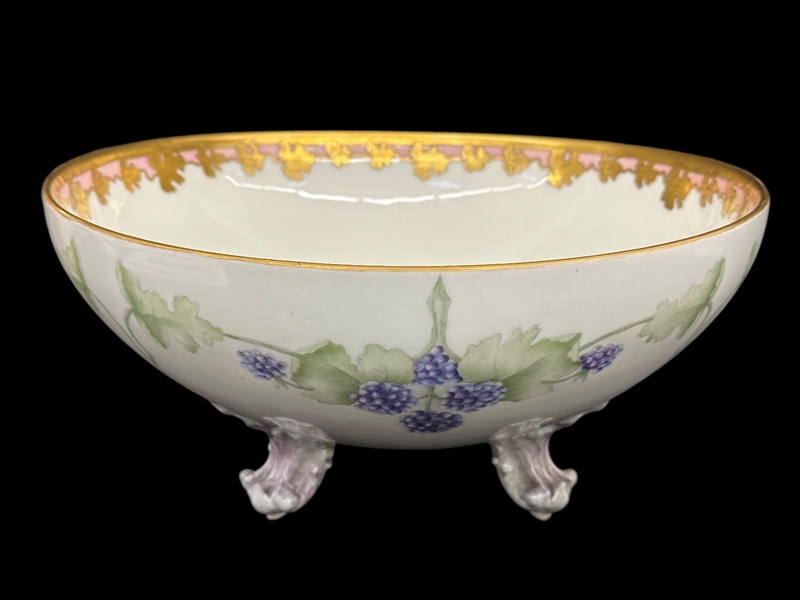 T & V Limoges Porcelain Footed Punch Bowl 