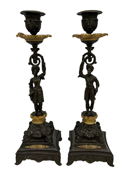 Pair Neo Classical Figural Candle Stands