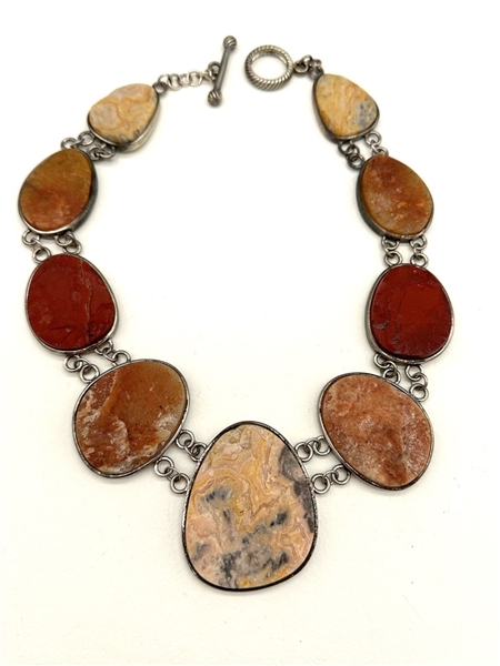 Sterling Silver Necklace Set With Heavy Cabochon Stones