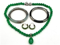 Group of Jade and Sterling Silver Jewelry