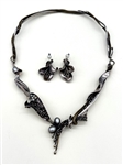 .950 Silver Artisan Greek Necklace and Earring Set