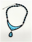 Jay King DTR Mine Steel Turquoise, Inlay Sterling Pendant Necklace.