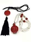 (2) Cinnabar Jade Necklaces