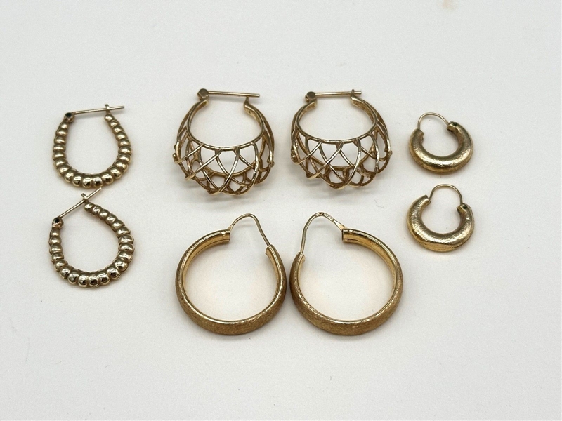 (5) Pairs 14k Gold Earrings