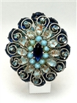 Schreiner Brooch Blue Starburst Deep Relief