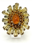 Schreiner Keystone Ruffled Brown Starburst Brooch 