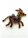 Delizza and Elster Donkey Brooch With Faux Amethyst and Ruby