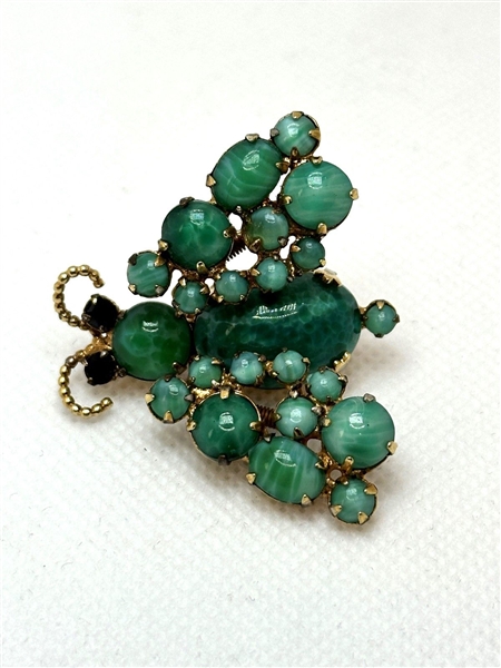 Schreiner Green Turquoise Retiulating Bee Brooch