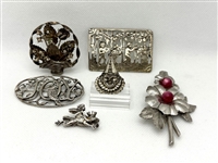 (7) Sterling Silver Brooches; Beau, H & H, Raffaele