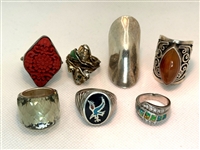 (7) Chunky Sterling Silver Rings