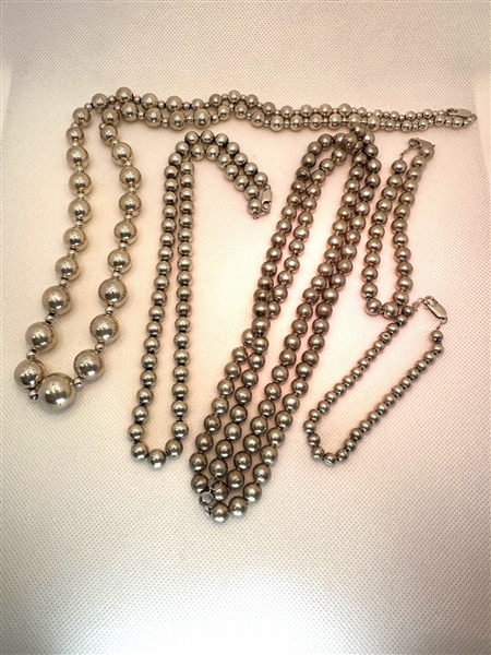 (5) Sterling Silver Beaded Necklaces and Bracelets