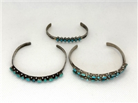 (3) Sterling Silver Turquoise Cuff Bracelets