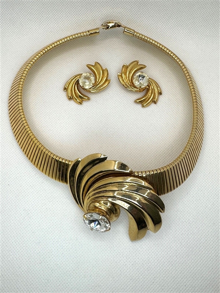 Gold Tone Choker and and Earring Set