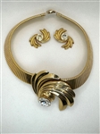 Gold Tone Choker and and Earring Set