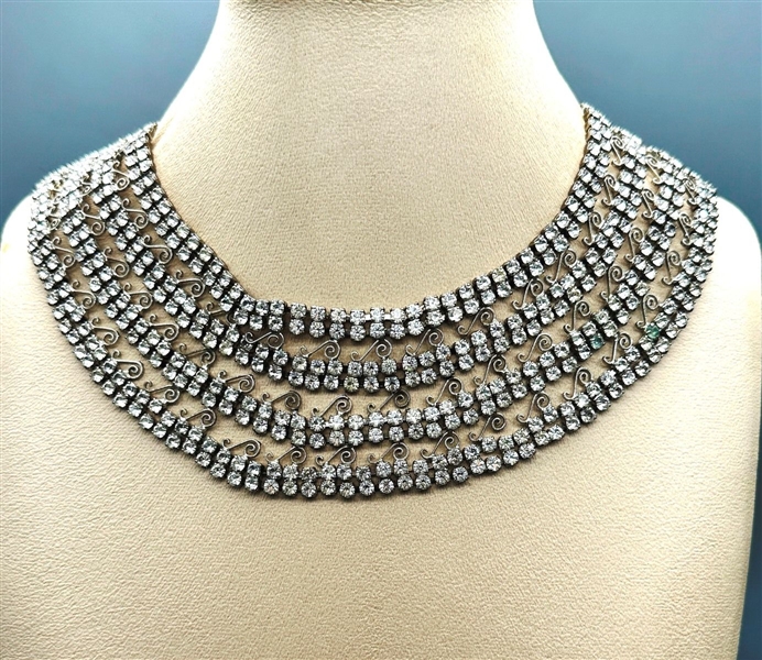 Rhinestone Cleopatra Style Collar Necklace by Juliana D & E for Celebrity