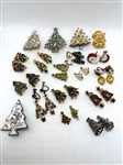 Group of Christmas Pins and Earrings