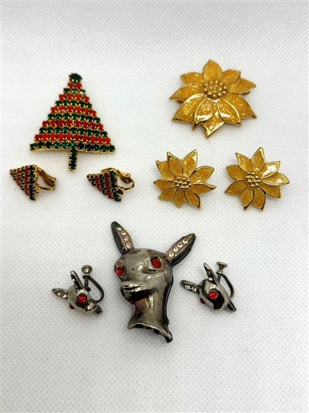 (3) Christmas Brooch and Earring Sets