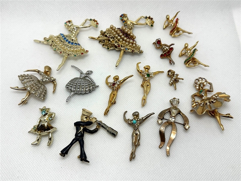 Group of Dancers, Ballerinas Costume Brooches