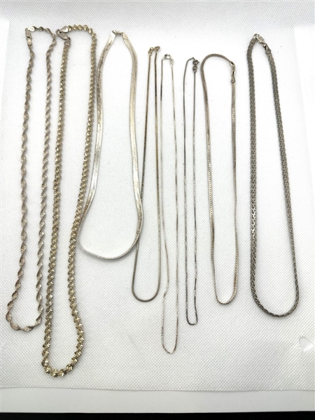 (8) Sterling Silver Necklaces