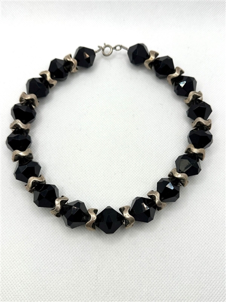 Mexican Sterling Silver and Onyx Choker Necklace