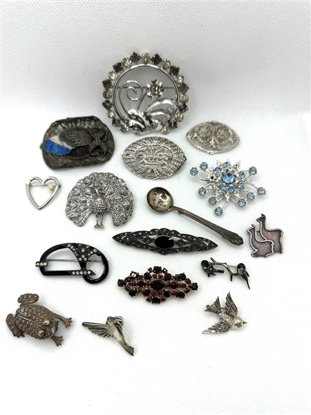 (16) Sterling Silver Brooches