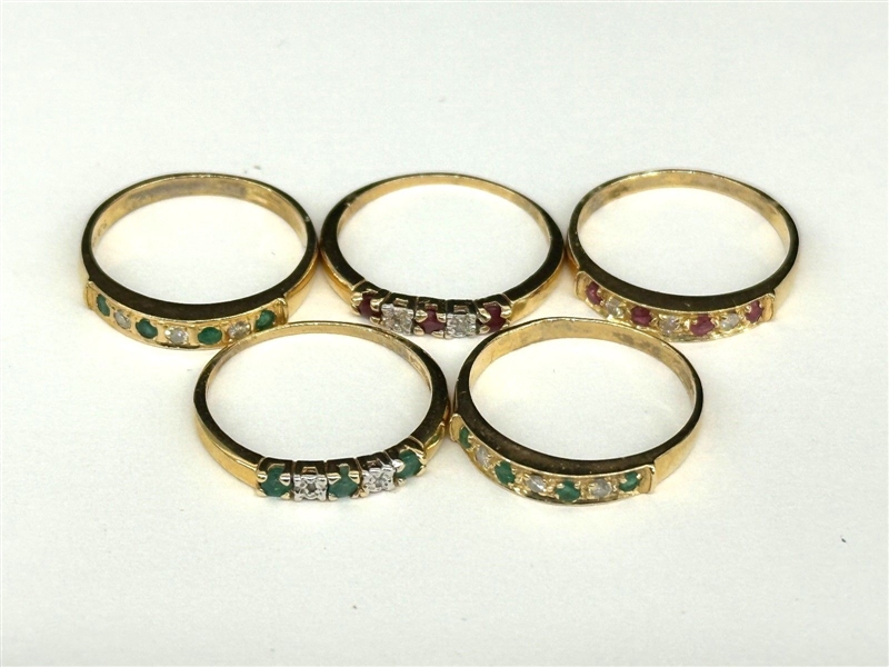 (5) 14k Gold Rings With Stones