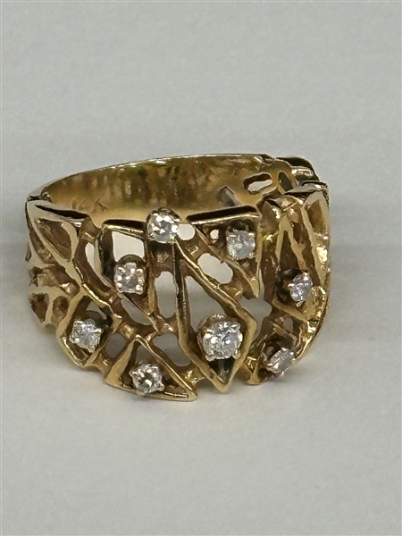 14k Gold Diamond Nugget Ring