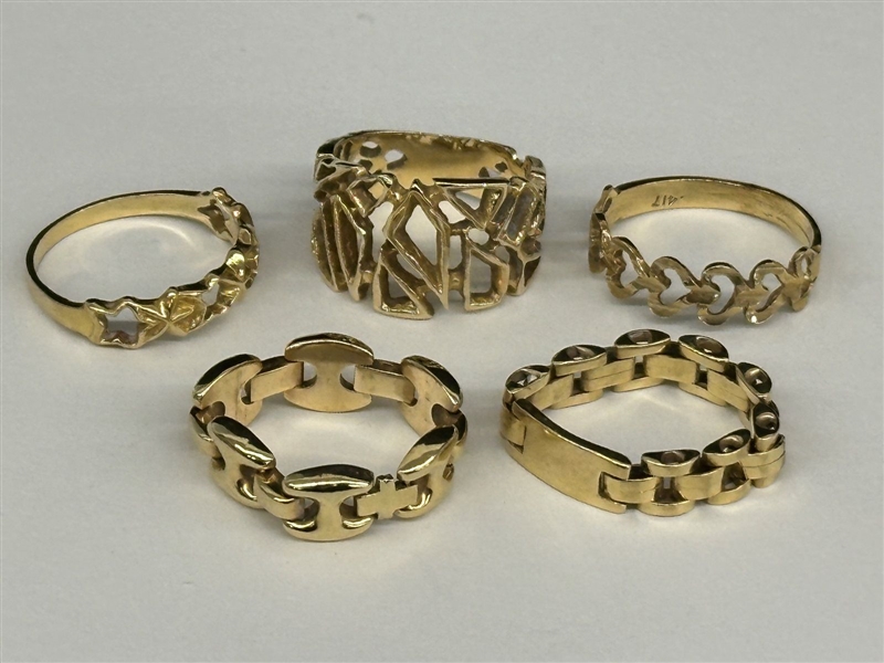 (5) 14k Gold Rings