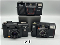 (3) 35mm Point and Shoot Cameras; Nikon, Minolta, Yashica