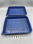 (2) Blue Extra Large 5x7 Porcelain Enamel Darkroom Developing Trays