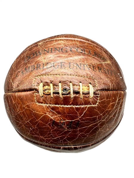 1941 Vintage Lace Up Leather Basketball from Downing College Cambridge University