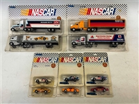 (10) ERTL Nascar Die Cast Racing Cars and Tractor Trailer Haulers