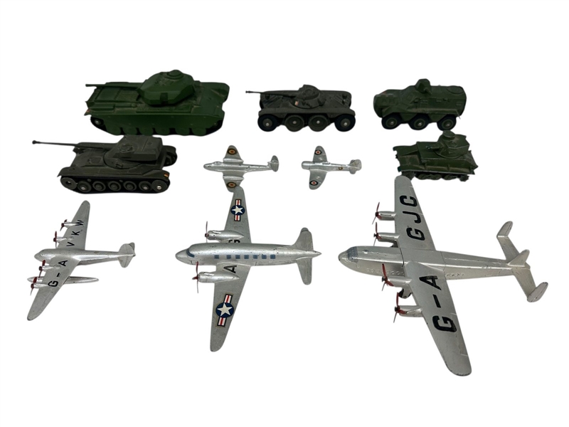 (10) Vintage Dinky Planes, and Tank Toys