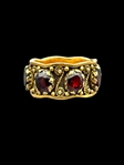14k Gold and Emerald Cut Garnet Chunky Ring