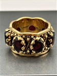 14k Gold and Emerald Cut Garnet Chunky Ring