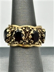 14k Gold and Emerald Cut Garnet Chunky Ring