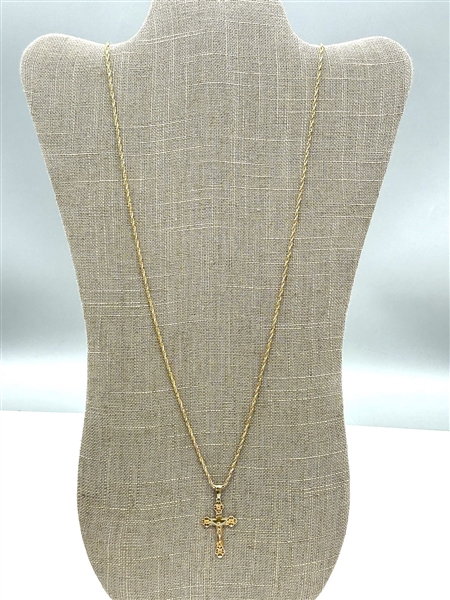 14k Gold Rope Chain and Crucificxion Pendant