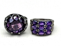 (7) Amethyst & Sterling Silver Rings