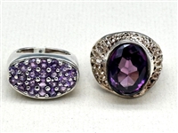 (7) Amethyst & Sterling Silver Rings