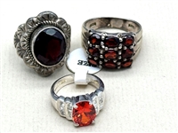 (5) Sterling Silver, Garnet and Sapphire Rings