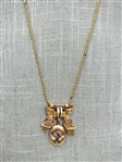 Gold Filled Victorian Mourning Drop Pendant Ribbon Necklace