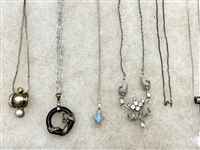 (9) Sterling Silver Necklaces With Pendants