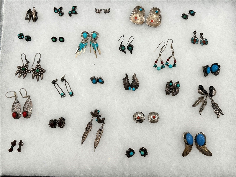 (25) Pairs Sterling Silver Earrings Including Taxco, Mexico