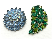 (2) Julianna Delizzer and Elster Rhinestone Brooches